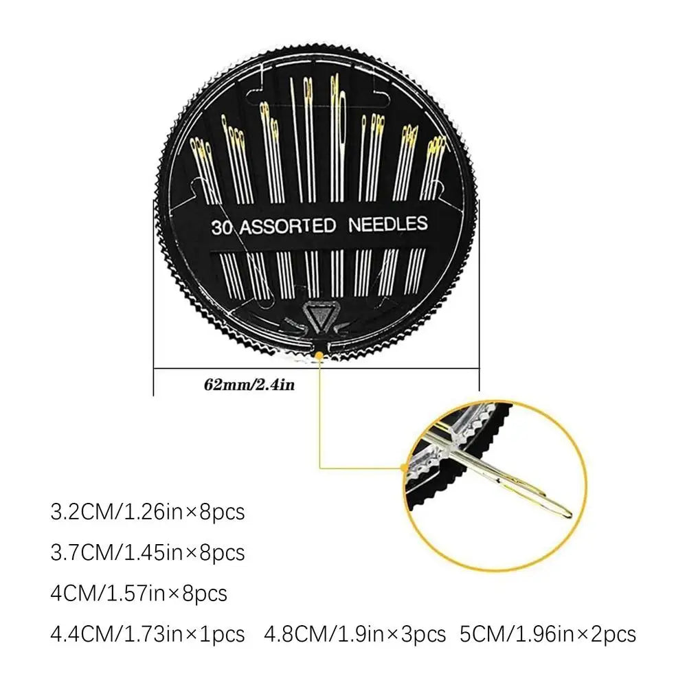 30-Piece Large Eye Sewing Needles Set – Embroidery & Quilting