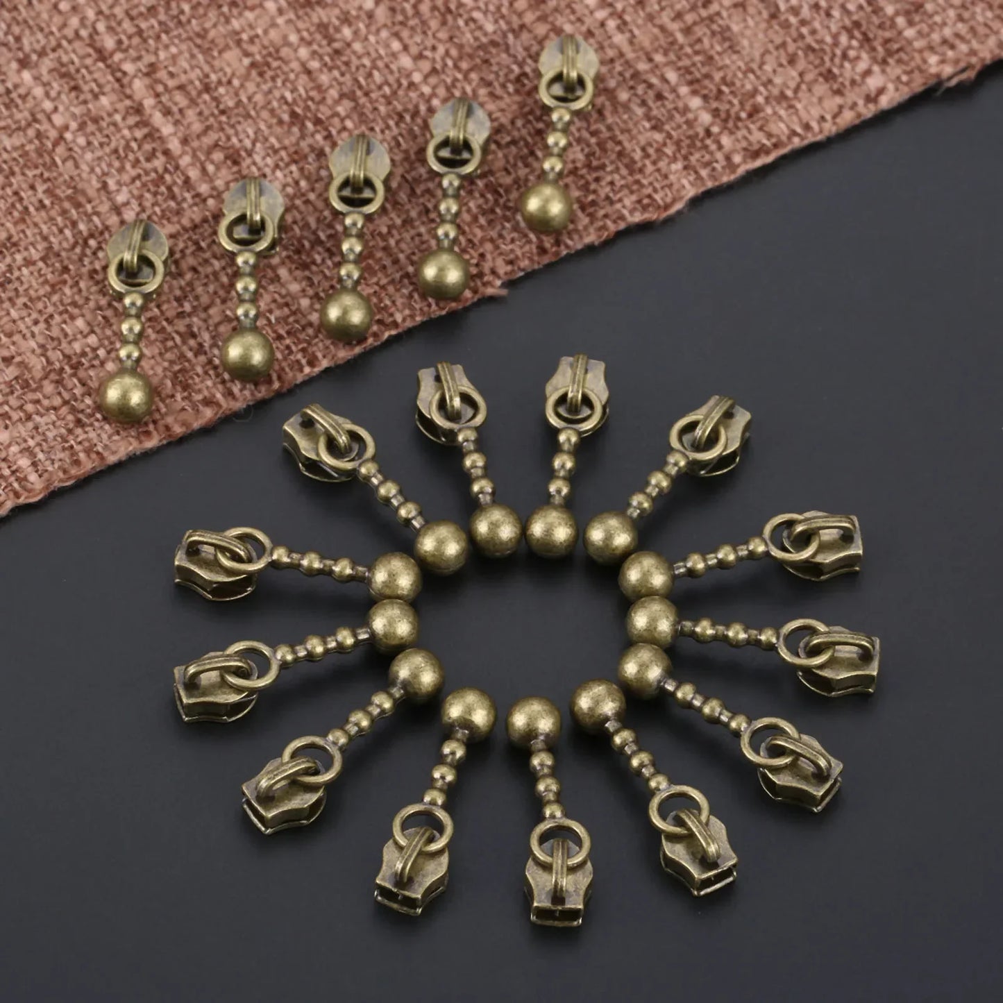20Pcs 21mm Antique Bronze Metal Zipper Sliders | DIY Repair