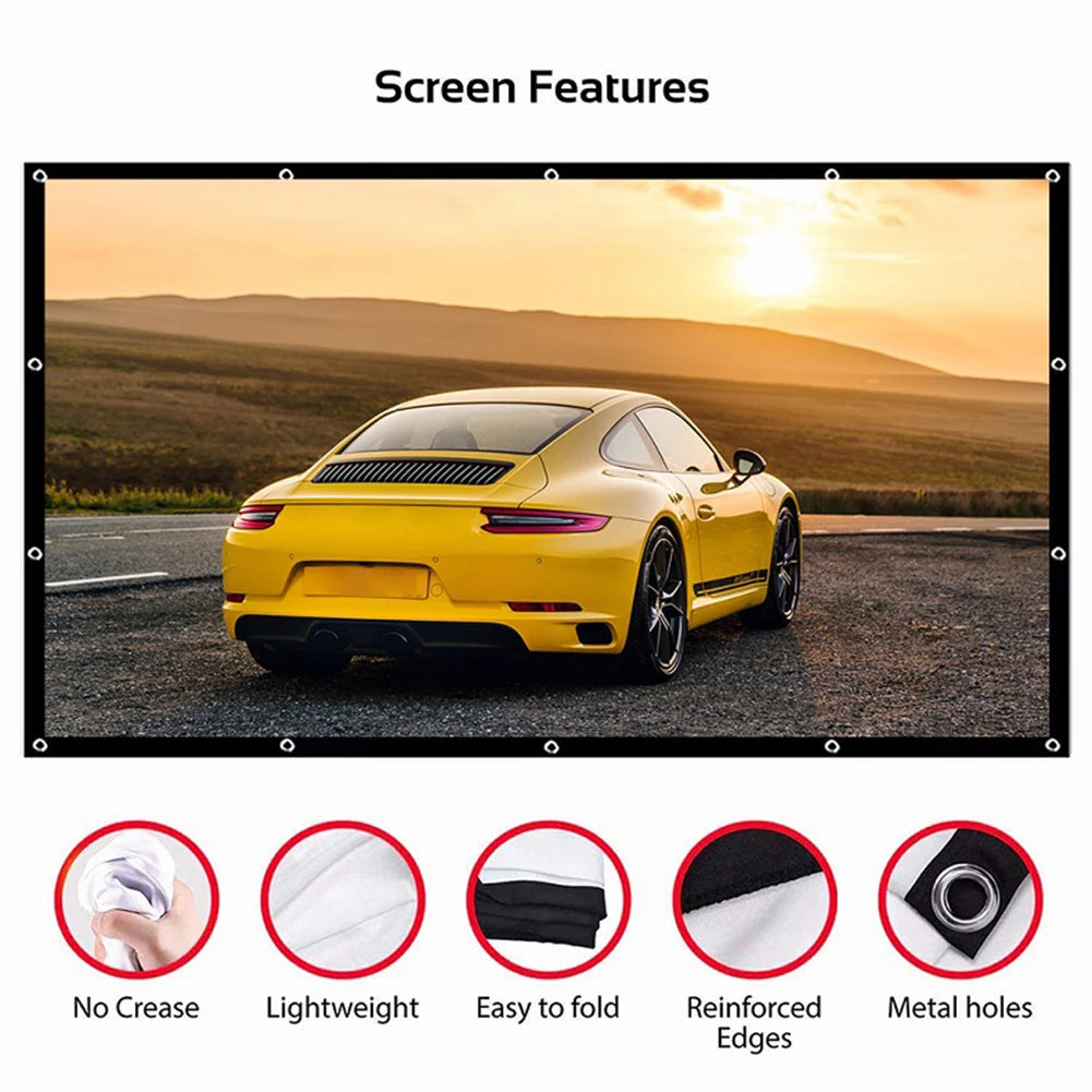 Portable Projector Screen Simple Curtain 60 72 84 100 120 150 Inches Projection Screens 16:9 for Home Outdoor Office Projector Peaceful Pleasures Health and Wellness