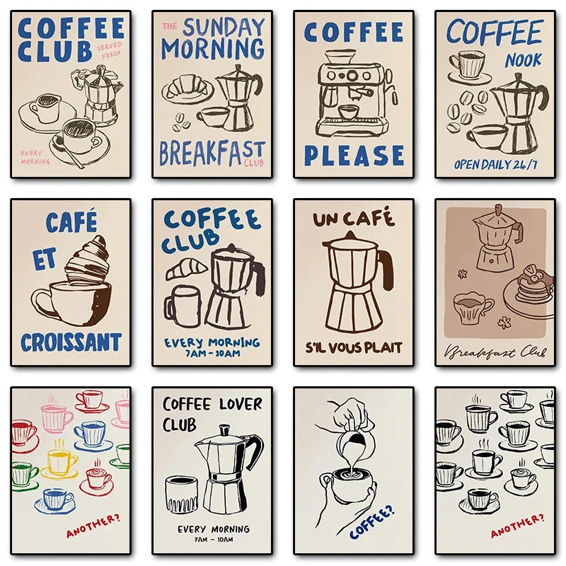 Retro Coffee Café Canvas Wall Art | Kitchen Decor Gift