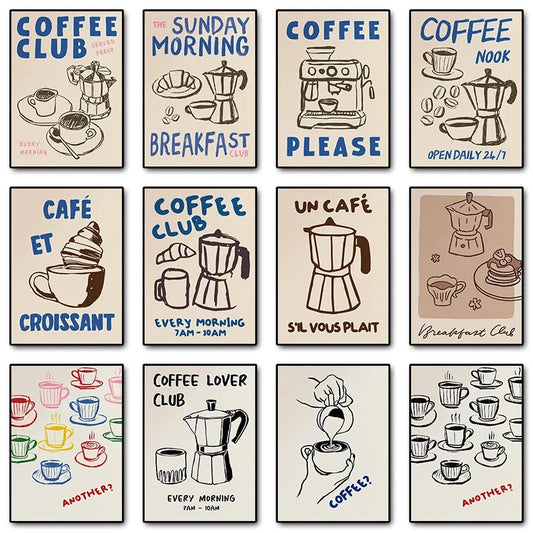 Retro Coffee Café Canvas Wall Art | Kitchen Decor Gift Canvas Wall Art Peaceful Pleasures Health and Wellness