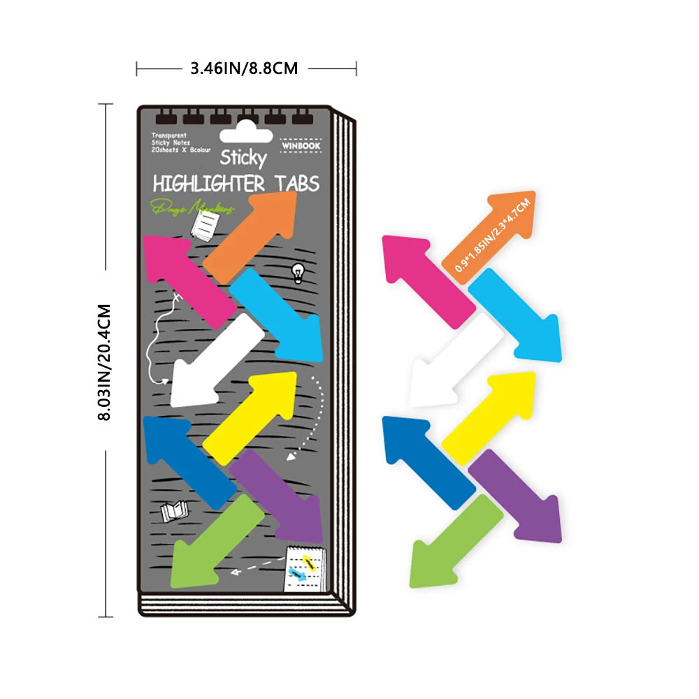 Colored Transparent Sticky Tape PET Waterproof Office Arrow Index