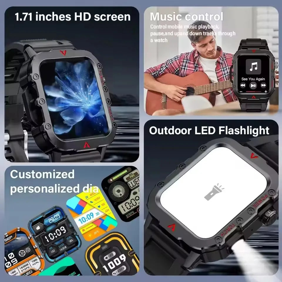 Men's GPS Smart Watch LED Flashlight Sport Tracker Waterproof