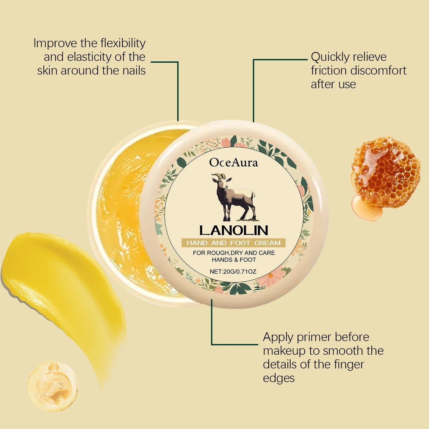 OceAura Lanolin Hand & Foot Cream – Deep Moisture, Non-Greasy