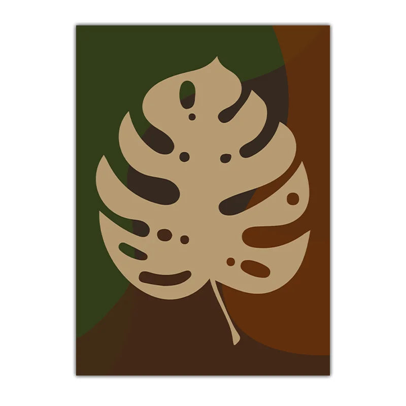 Boho Abstract Wall Art, Vintage Monstera Leaf Botanical Canvas Painting, plant Poster Print for Living Bedroom Room Wall Decor Peaceful Pleasures Health and Wellness 01 21X30cm No Frame China Mainland