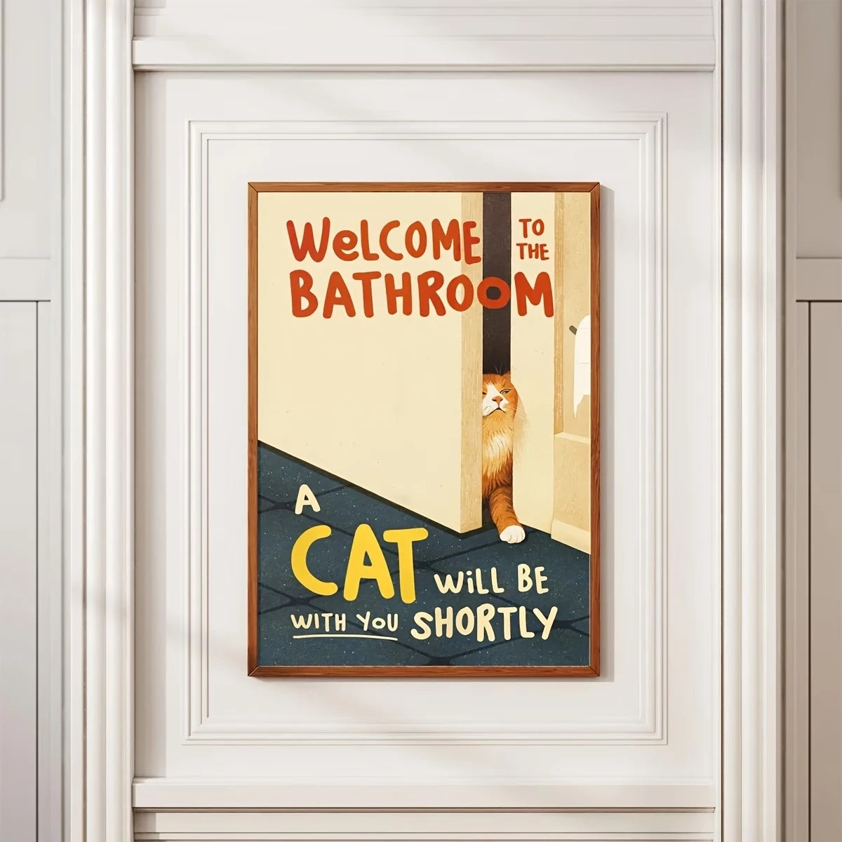 "The Cat Will Be Here Soon" Funny Cat Canvas Wall Art