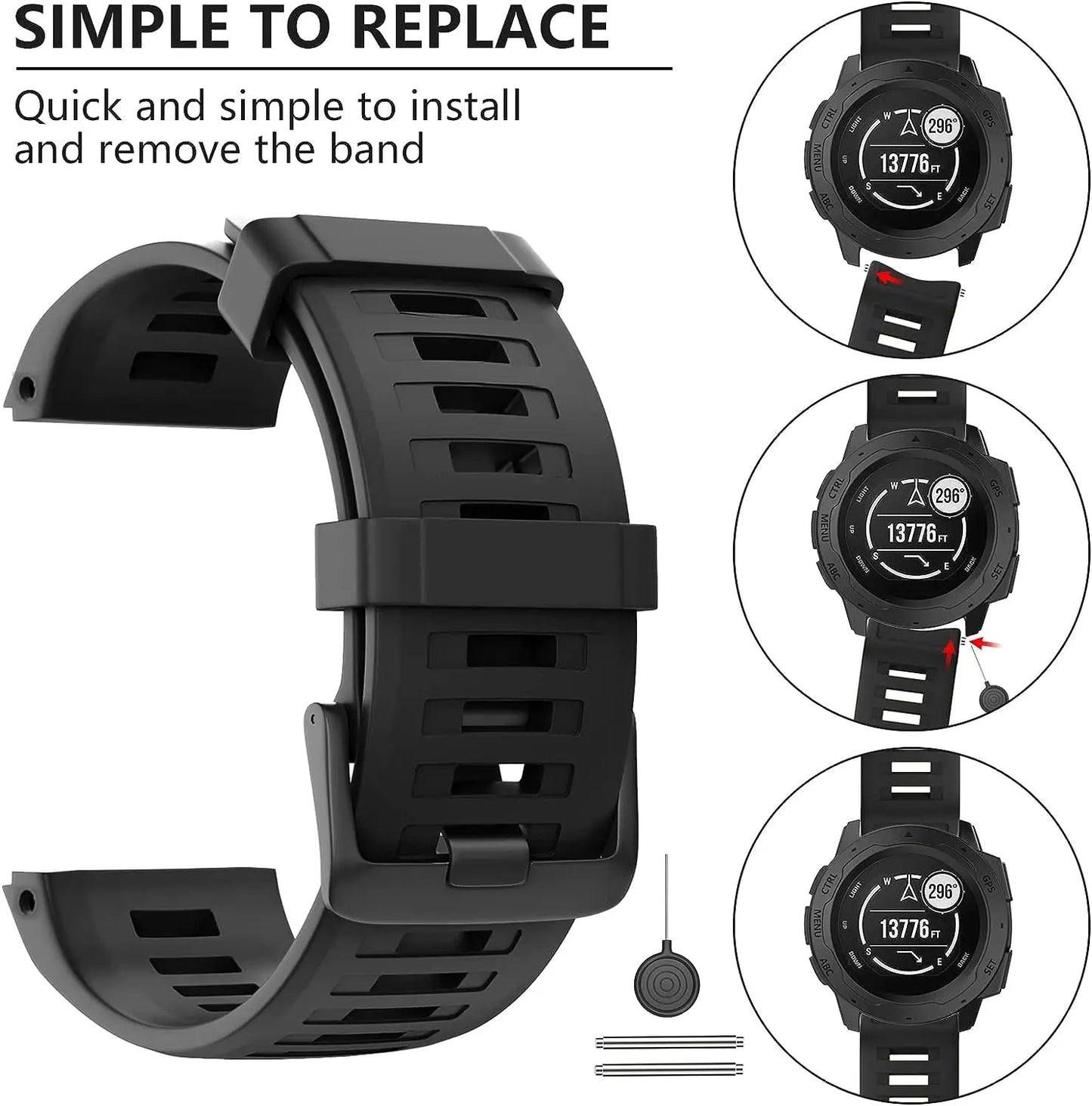 22mm Silicone Watch Band for Garmin Instinct – Sport Strap