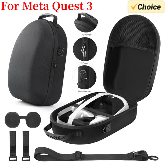 For Meta Quest 3 VR Glasses Storage Bag EVA Hard Shell Travel Carrying Case With Shoulder Strap for Meta Quest 3 VR Accessories Peaceful Pleasures Health and Wellness