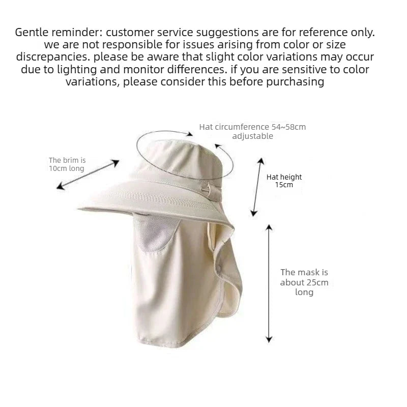Women's Wide Brim Sun Hat – UV Face Cover & Neck Flap
