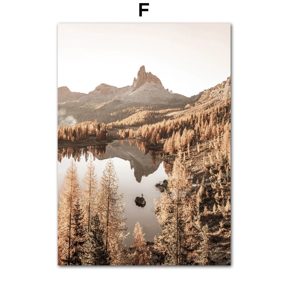 Mountain Deer Winter Landscape Canvas Wall Art | Unframed Print