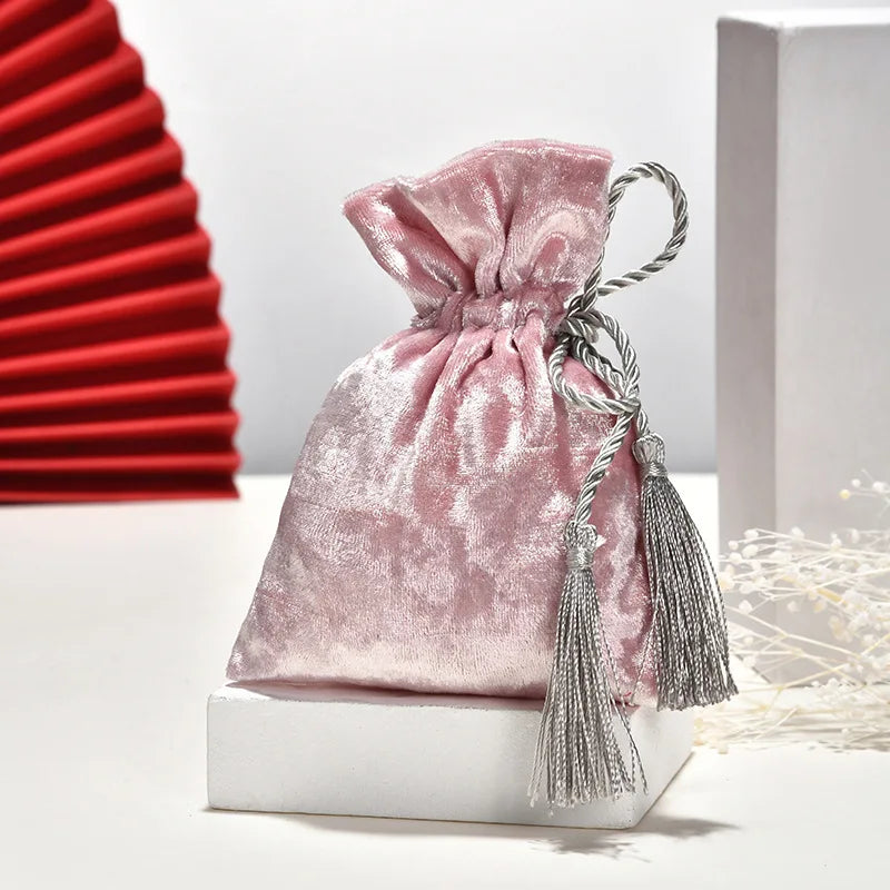 Velvet Drawstring Tassel Gift Bag | Wedding & Party Candy Pouch