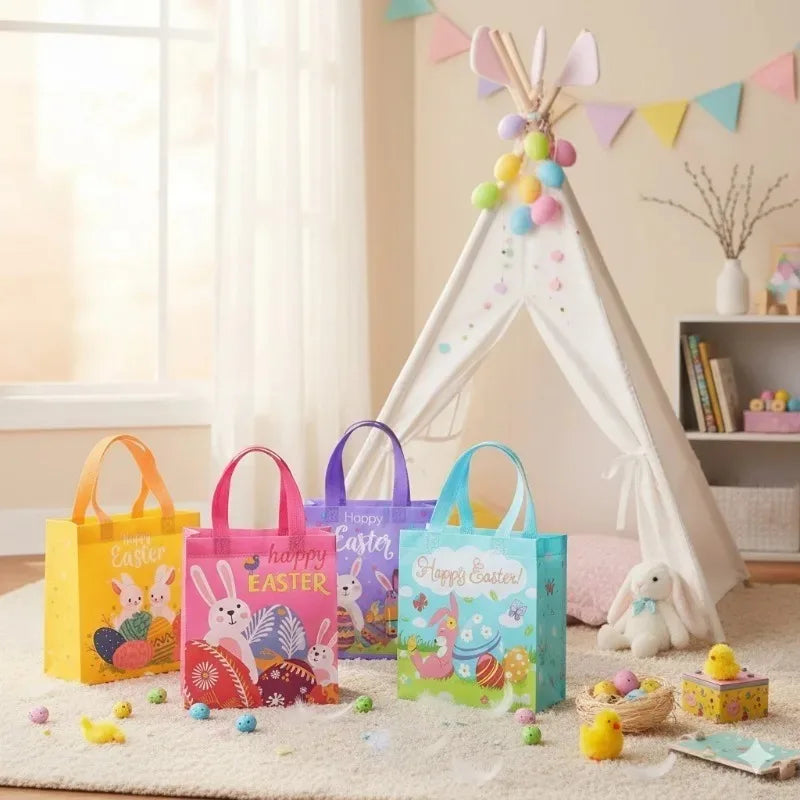 Easter Bunny Gift Bags with Handles – 50pc Non-Woven Bags