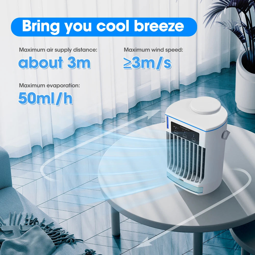 Small Space Air Conditioning for Home Rechargeable Portable Summer Desktop Air Cooler Spray Fan Moist Clean Air for Office Room Peaceful Pleasures Health and Wellness