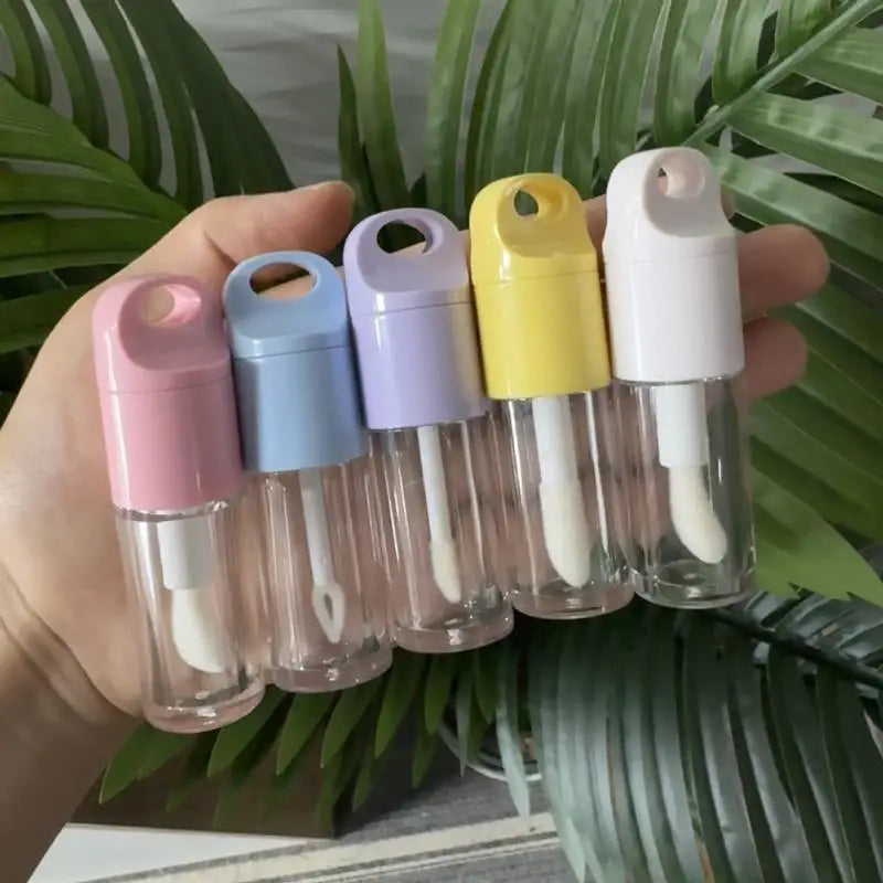1Pcs Cute Big Brush Wand Transparent 4ml Lip Gloss Tube Plastic Round Empty Lip Gloss Container Peaceful Pleasures Health and Wellness