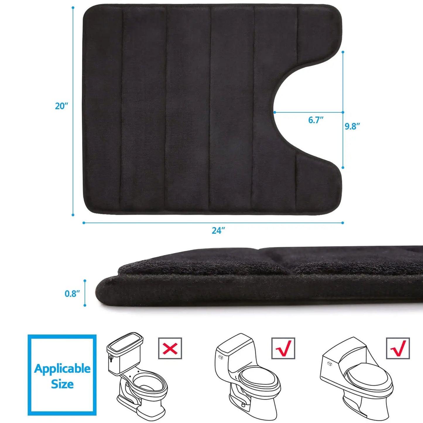 U-Shape Bathroom Mat 50x60CM Ultra Absorbent Memory Foam Bath Mat Non-Slip Toilet Mat for Bathroom Floor Home Decoration Peaceful Pleasures Health and Wellness