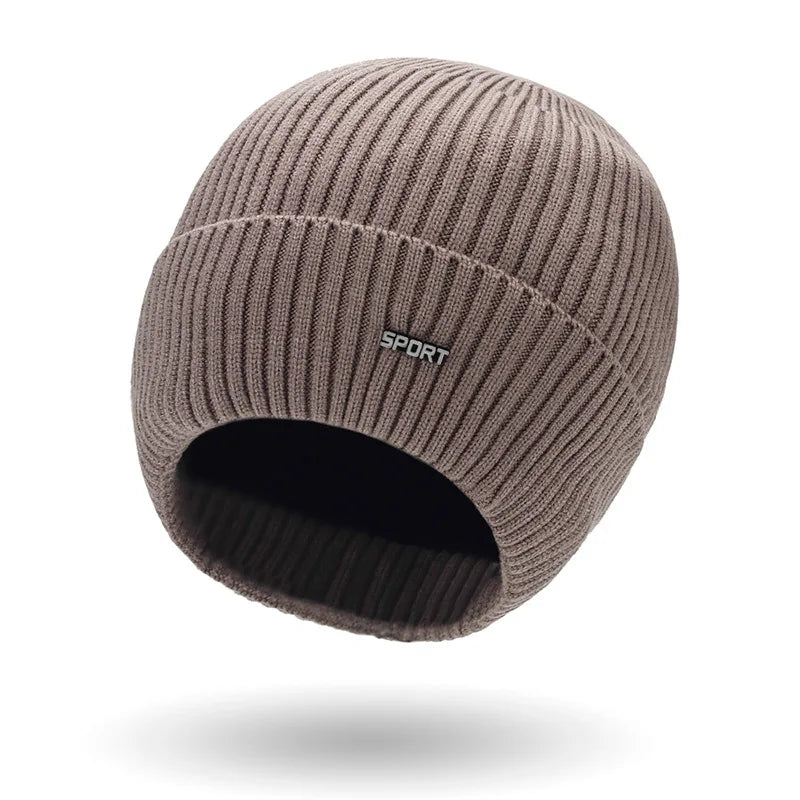 Winter New Solid Color Men's And Women's Knitted Hats+Ear Protection Scarf Set Warm Hat Scarf,Outdoor Warm Hat Warm Peaceful Pleasures Health and Wellness Khaki One Size