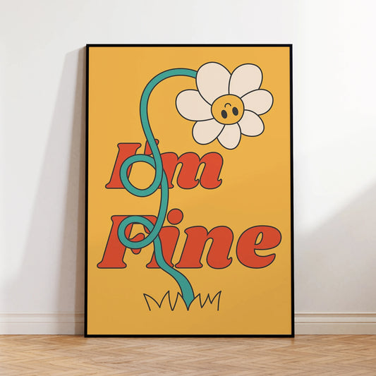"I'm Fine" Sunflower Quote Canvas Wall Art Print | Home Décor Canvas Wall Art Print Peaceful Pleasures Health and Wellness G4353 30x40cm Wood Framed