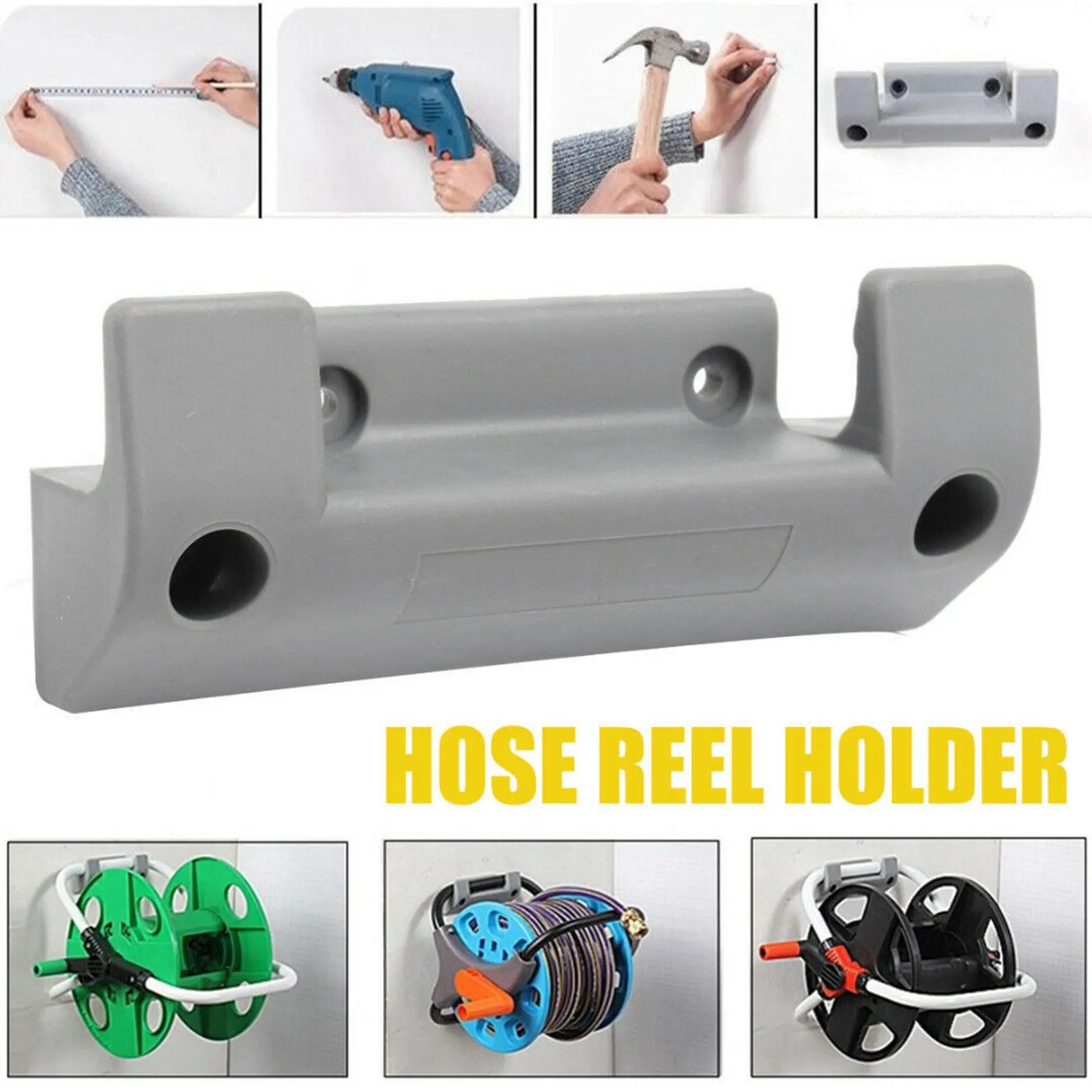 A36T-4Pcs Garden Hose Reel Holder PVC Wall Mounted Garden Hose Hanger Pipe Holder With 8Pcs Expansion Screws Peaceful Pleasures Health and Wellness