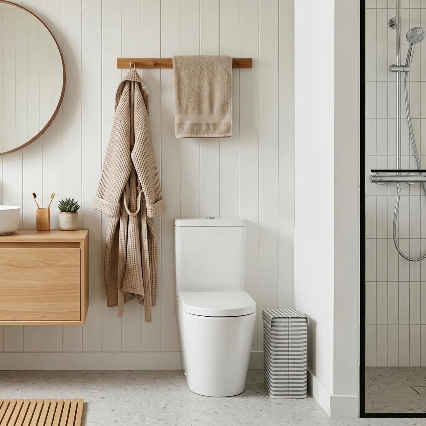 Foldable Fabric Toilet Paper Storage Basket with Lid | 12 Rolls