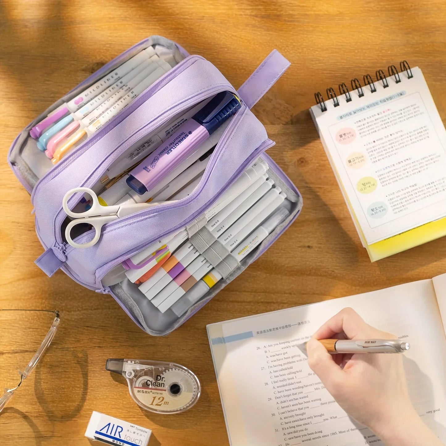 Large capacity stationery case, durable oxford cloth pencil case, portable organizer for school, office and university supplies Peaceful Pleasures Health and Wellness