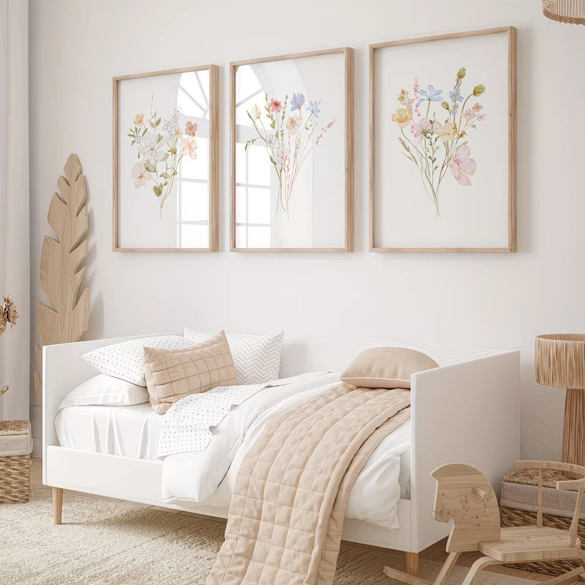 3-Piece Pastel Wildflower Canvas Wall Art | Floral Home Décor