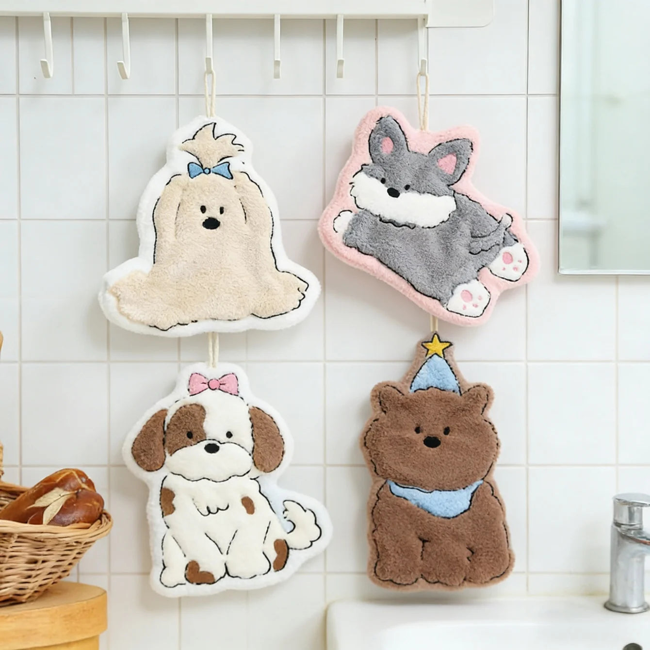 Cute Cartoon Dog Coral Fleece Hand Towel – Kitchen & Bathroom Hand Towel Peaceful Pleasures Health and Wellness