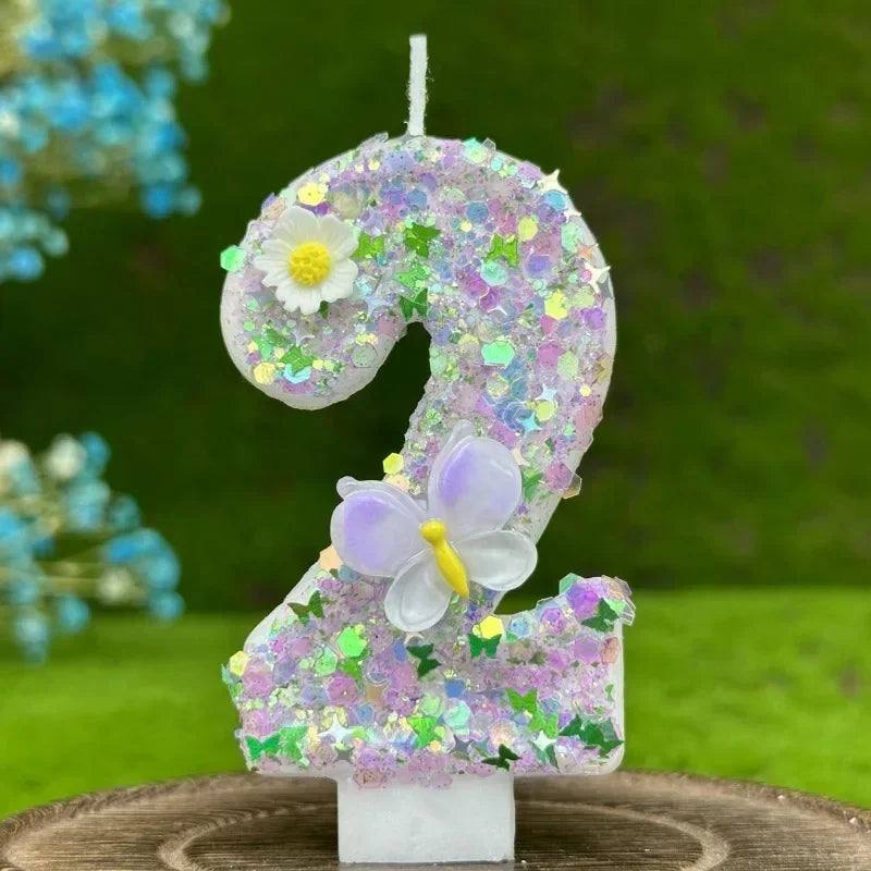 2025 Hot 0-9 Digits DIY Birthday Candles Butterfly Flowers Children's Birthday Girls Number Cake Decorations Candle Room Decor Peaceful Pleasures Health and Wellness 2