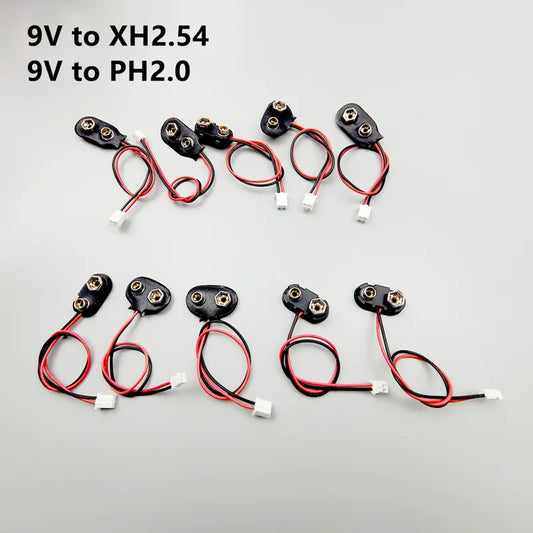 5PCS 9V Battery Buckle to Xh2.54 PH2.0 2P Terminal Wire 15cm DC Red Positive Black Negative Adapter Wire Peaceful Pleasures Health and Wellness