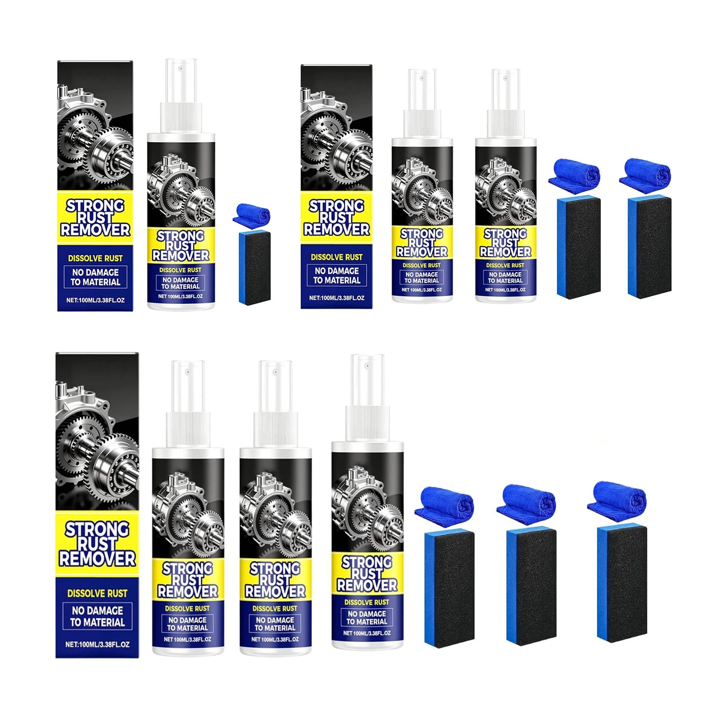 Rust Remover Spray for Metal with Sponge and Towel Heavy Duty Metal Cleaner for Car Wheels & Multi-Surfaces 100ml Peaceful Pleasures Health and Wellness