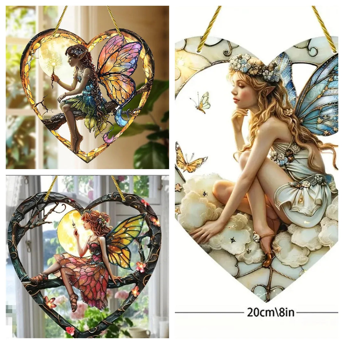 Fairy Angel Heart Suncatcher | Acrylic Window Hanging Ornament