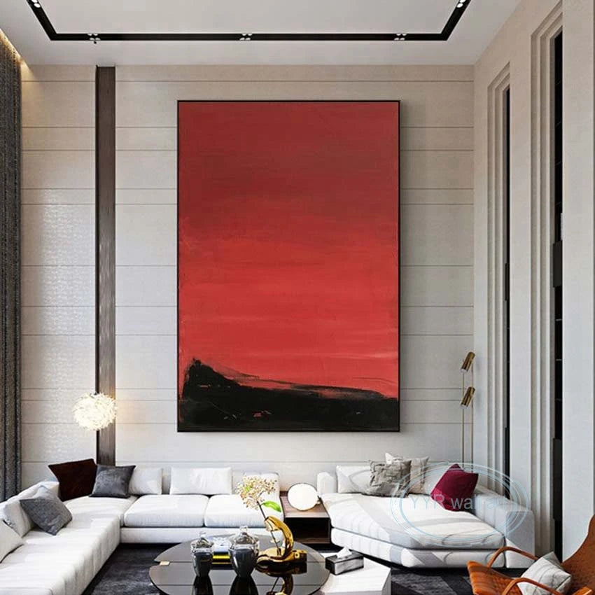 Red & Black Abstract Hand-Painted Canvas Wall Art | Nordic Décor Hand-Painted Canvas Art Peaceful Pleasures Health and Wellness