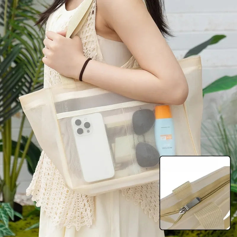 Portable Storage Bag Outdoor Fitness Shopping Package Peaceful Pleasures Health and Wellness Ivory