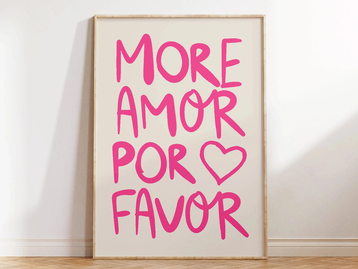 Más Amor Por Favor Love Quote Canvas Wall Art | Pink Blue