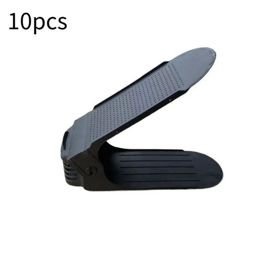 Hot 10Pcs Home Adjustable 4 Gears Shoe Stacker Slots Organizer Shoe Slots Space Saving Household Durable Double Deck Shoe Rack Peaceful Pleasures Health and Wellness