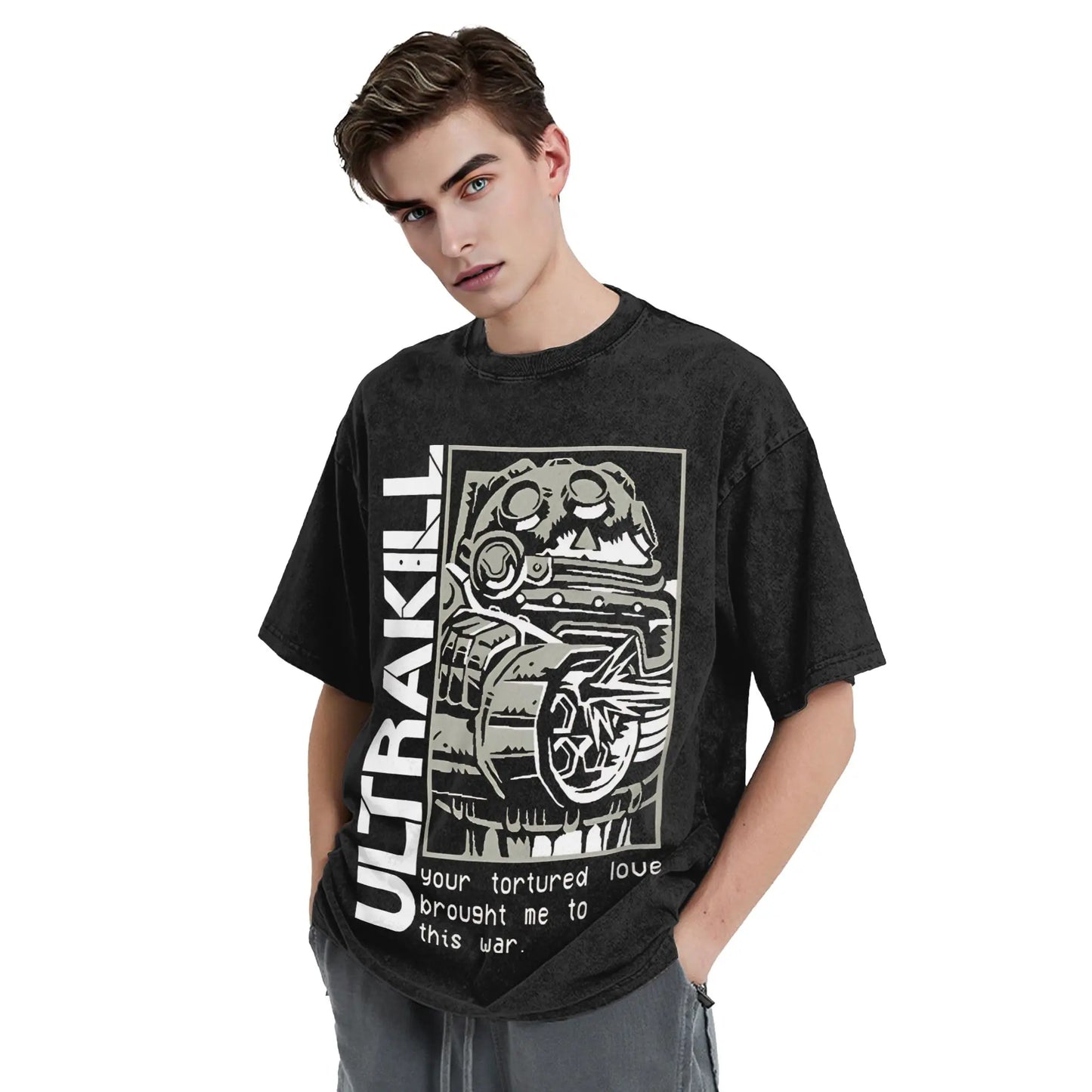 Ultrakill T Shirt Hippie T Shirts Short Sleeves Y2K Retro Tops Beach Cotton O-Neck Oversize Top Tees Peaceful Pleasures Health and Wellness