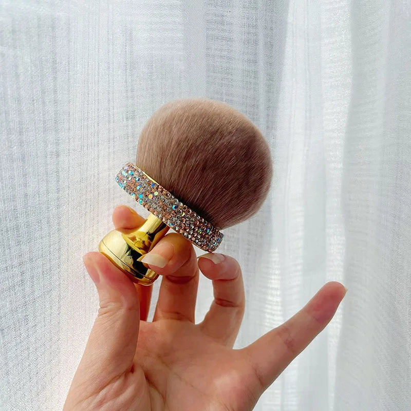 Large Mushroom Head Cheek Powder Brush Body Loose Powder Brush Super Size Cosmetic Brush Nylon Bristles Plastic Handle Peaceful Pleasures Health and Wellness
