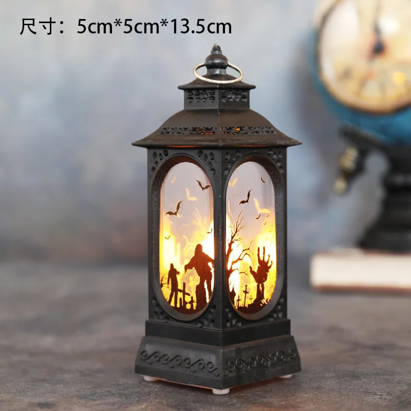 Halloween Pumpkin Castle Decorative Lamp Simulated Flame LED Light Small Hand Lantern For Holiday Outdoor Bar Garden Decoration Peaceful Pleasures Health and Wellness Skeleton ghost hand Other