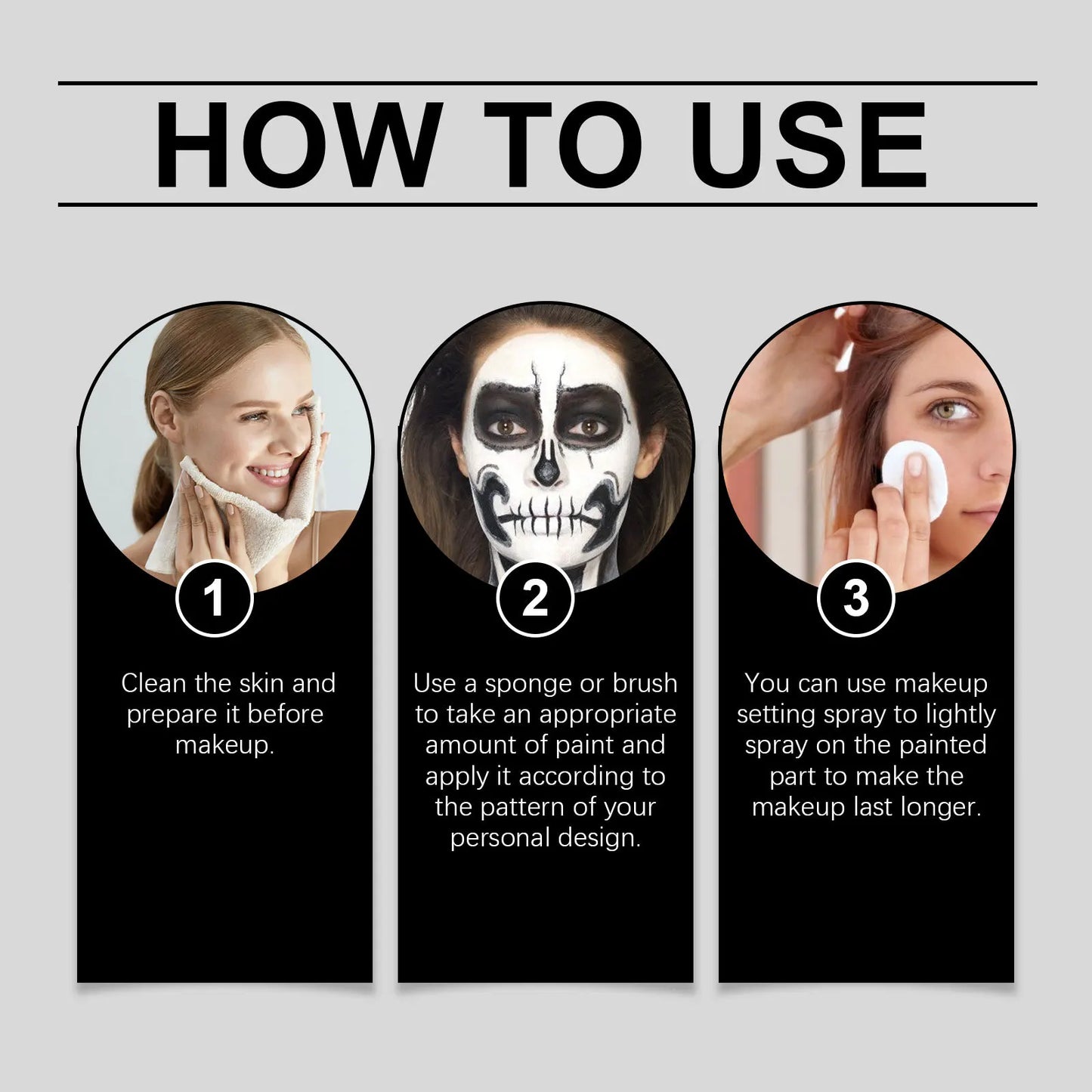 Black & White Face Body Paint Kit – Halloween & Cosplay Set