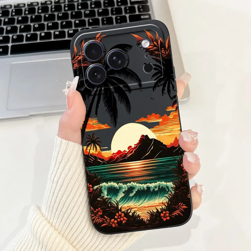 iPhone 17 Pro Silicone Case | Cute Kawaii Floral Painted Cover