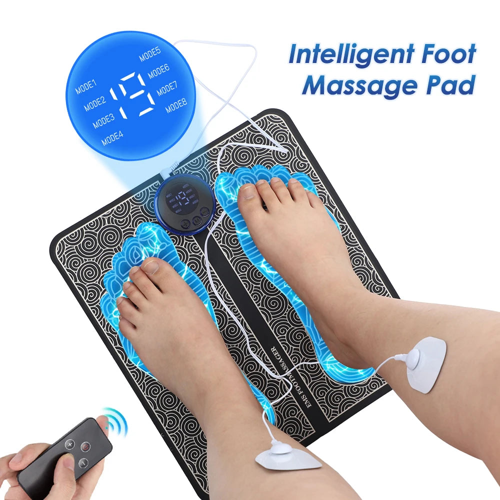 Smart EMS Massage Pad with RF Remote Improve Blood Circulation Leg Shaping Microcurrent Pulse Foot Massager Mat Acupoint Peaceful Pleasures Health and Wellness