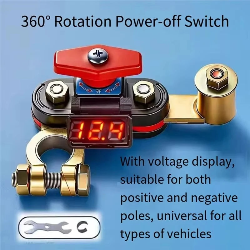 Car Battery Disconnect Switch 12-24V Rotatable | Digital Display