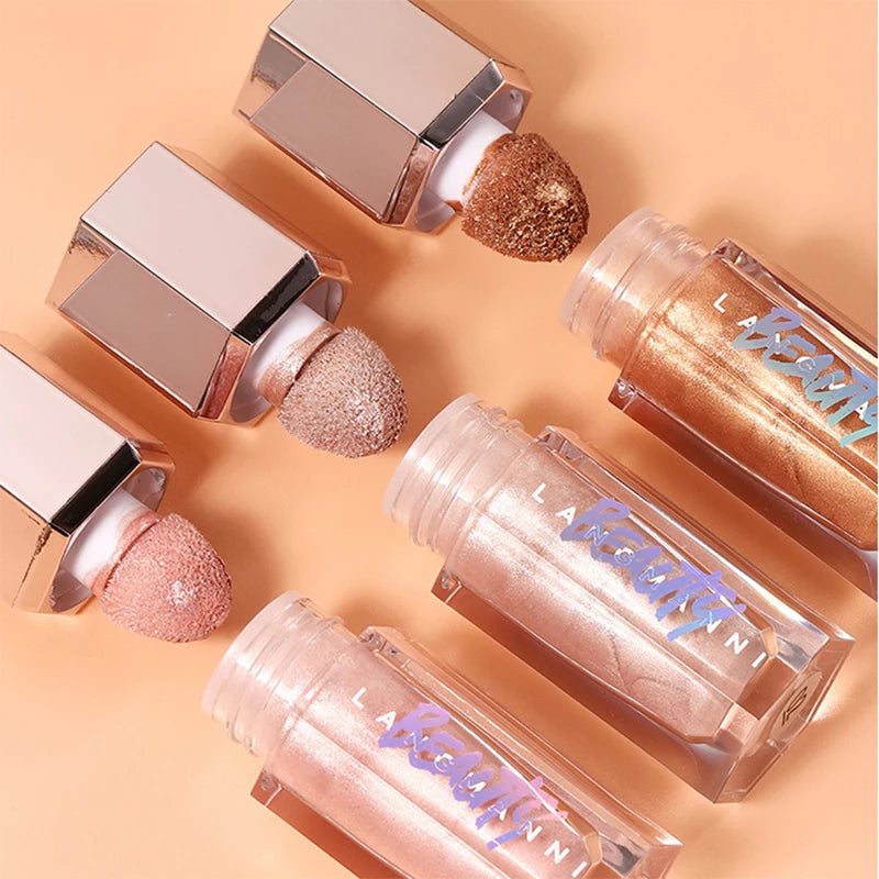 3 Colors Face Brightening Cream, Glitter Highly Saturated Liquid Highlighter, Bright Color Face Contour Makeup Highlighting Peaceful Pleasures Health and Wellness
