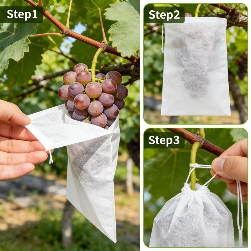 Fruit Protection Bags 50/100Pcs Mesh Drawstring Pest Bird Cover Fruit Protection Bags Peaceful Pleasures Health and Wellness