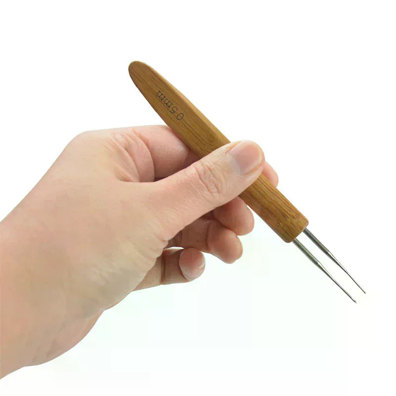 3Pcs 0.5/0.75MM Wooden Hair Crochet Needle Dreadlocks Braids Hair Crochet Hook Single/Double/Three Head Hair Crocheting Needles Peaceful Pleasures Health and Wellness