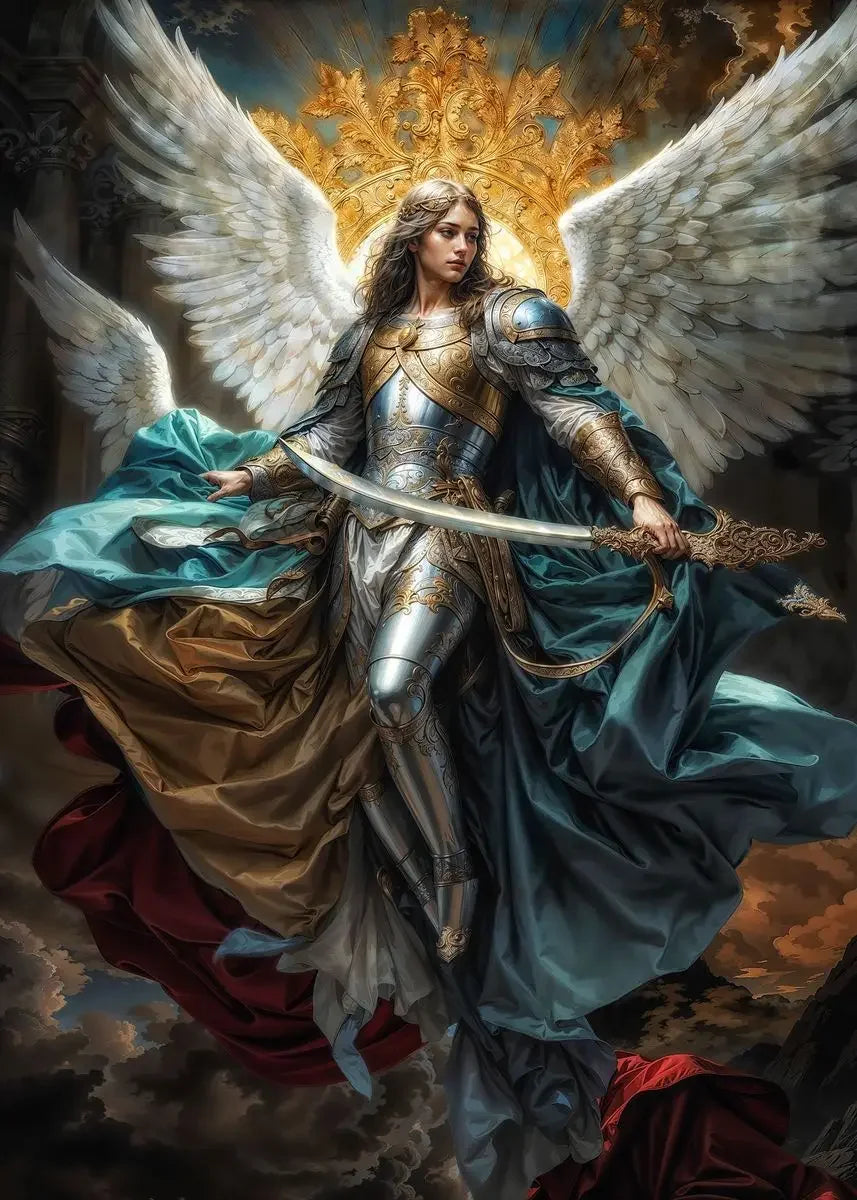 Nordic Religious Art Benevolent Portrait Of The Virgin Mary Archangel Canvas Painting, Wall Art for Living Room Home Decor Peaceful Pleasures Health and Wellness 16 40x50cm Unframed