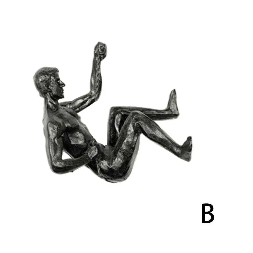 Athlete Rock Climbing Man Resin Background Wall Hanging Decoration Sculpture Statue Figures Present Decor Retro Peaceful Pleasures Health and Wellness