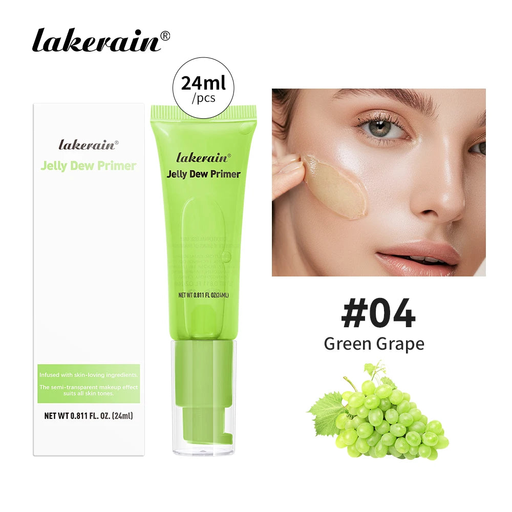 Lakerain Jelly Dew Primer Makeup Long Lasting Moisturising Semi-transparent Jelly Texture Pre Makeup Base Cream Cosmetics Peaceful Pleasures Health and Wellness Green Grape