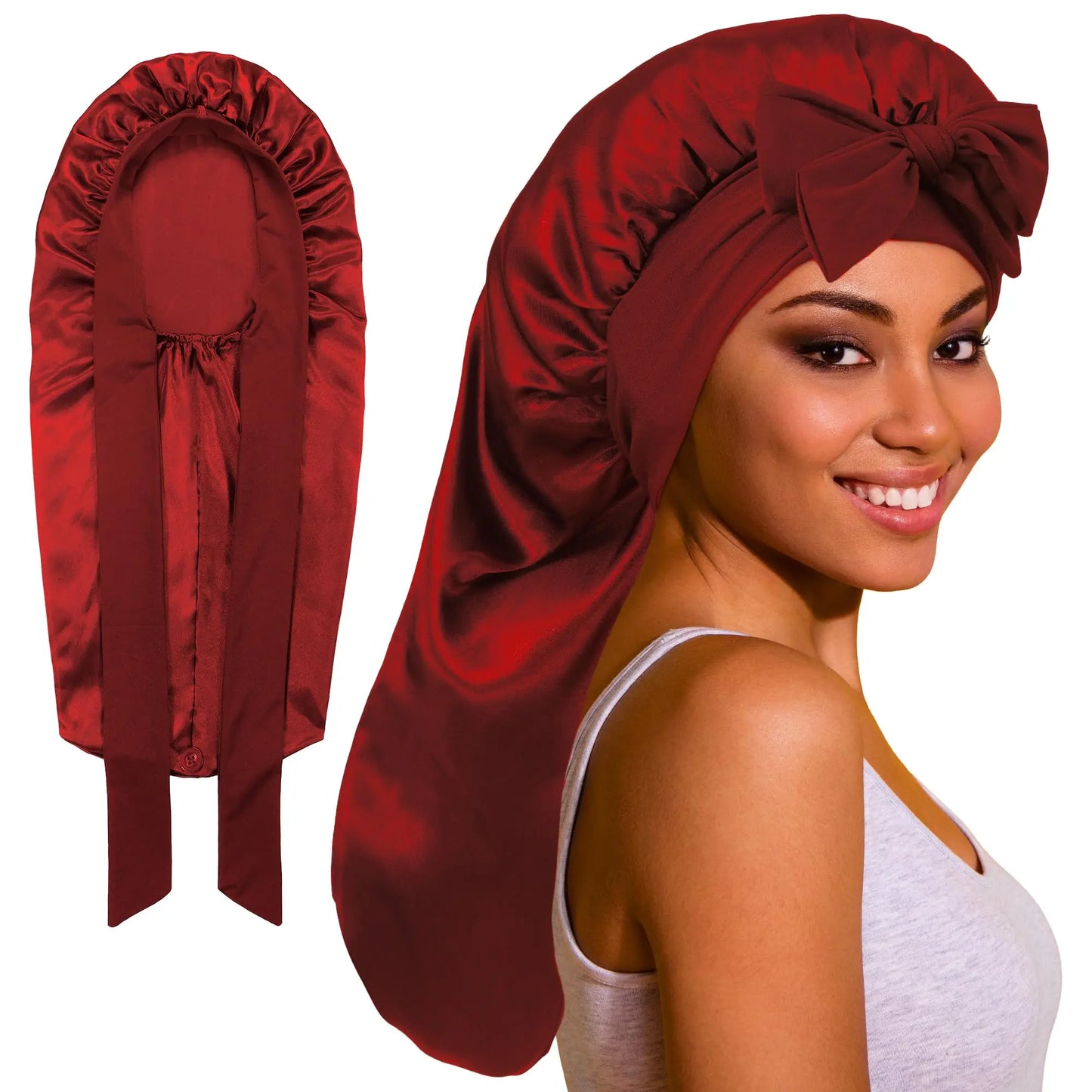 Satin Silk Sleep Bonnet for Women – Curly & Braided Hair Cap