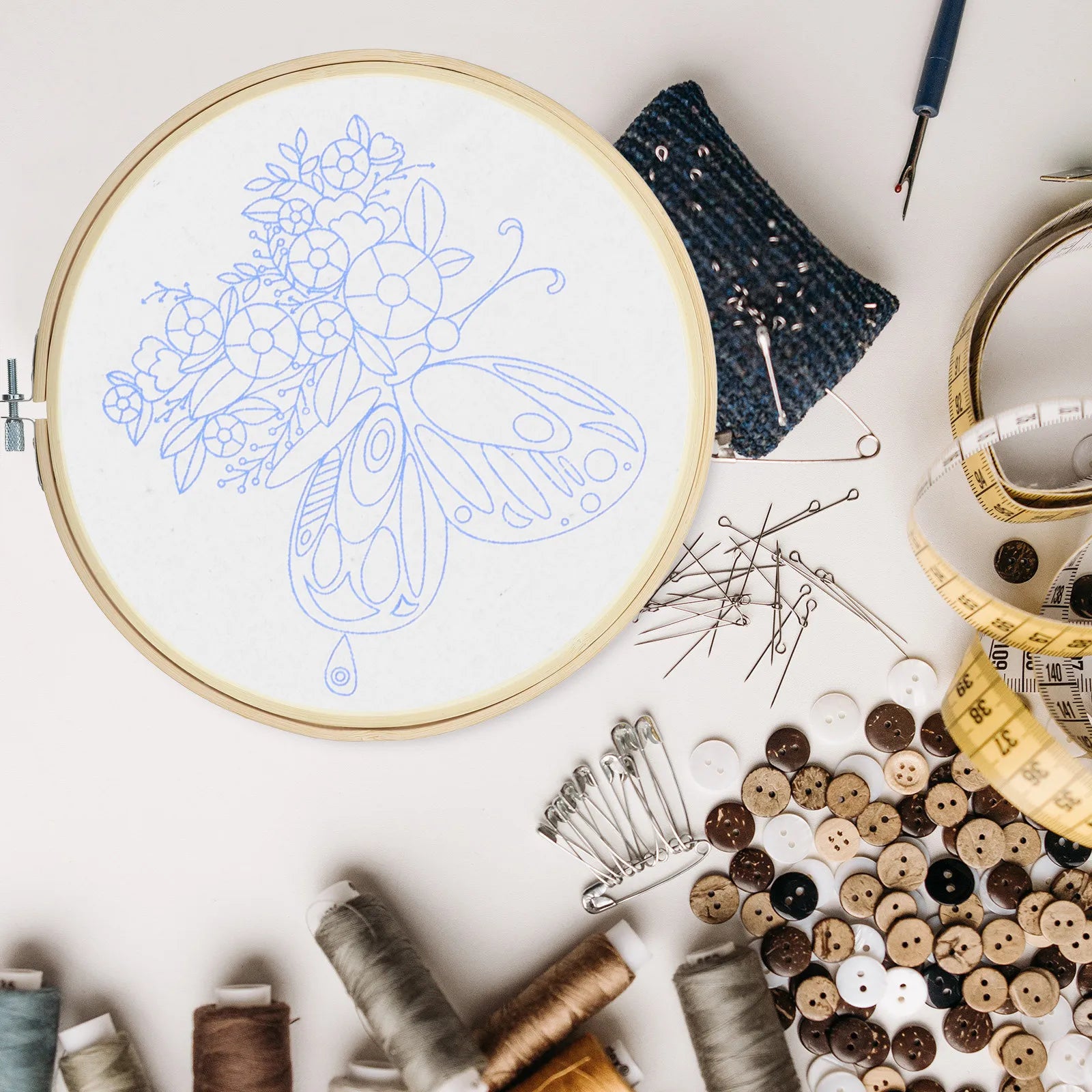 9inch Bamboo Circle Embroidery Hoop Ideal for Cross Stitch and Fabric Painting Perfect Base for Needlecraft Projects Peaceful Pleasures Health and Wellness
