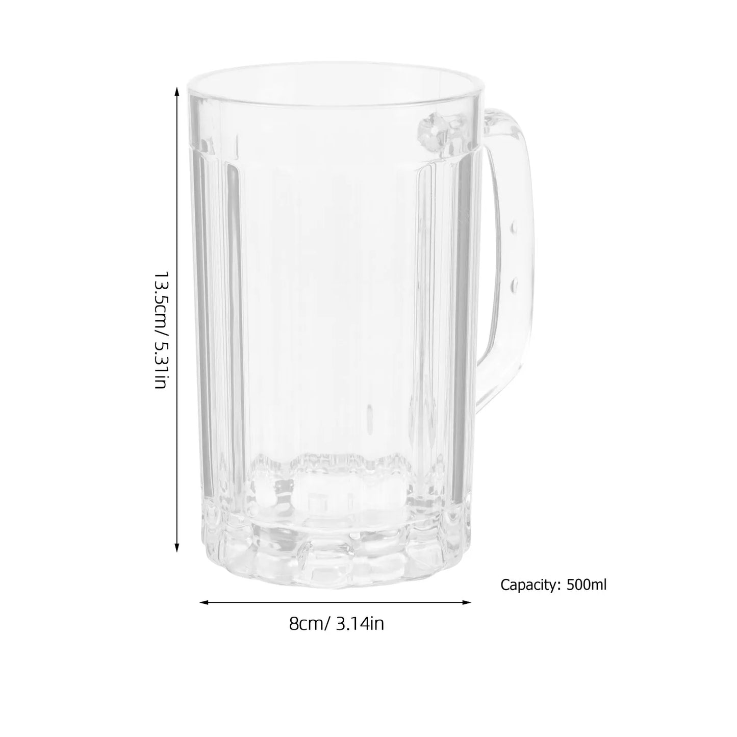 2Pcs 500Ml Extra Thick Plastic Beer Mug Handle Fine Workmanship Non Slip Base Ideal for Beer Water Juice Coffee Soda Peaceful Pleasures Health and Wellness